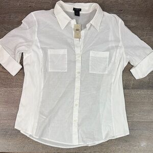 NEW Ann Taylor Women’s Convertible Sleeve Button Down Blouse Size 14